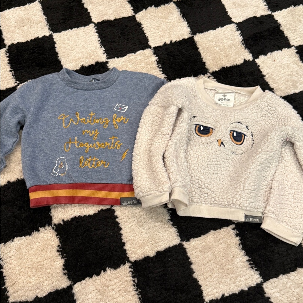 Kids Cozy Owl and Letter Print Sweatshirts
